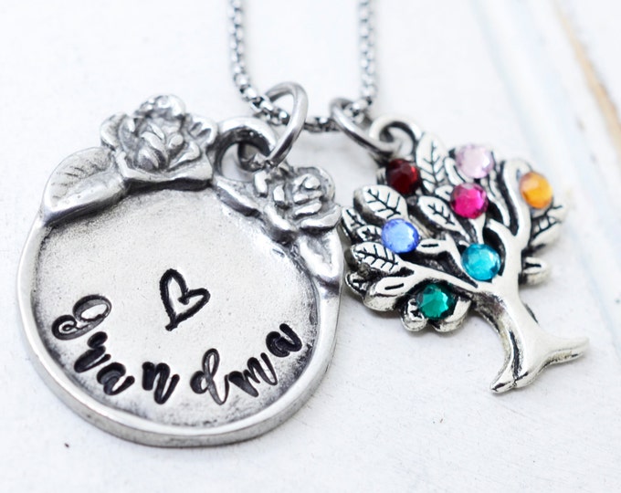 Gifts for Grandma, Grandma Gift, Gifts for Mom, Mothers Day Gifts, Grandma Necklace, Birthstone Necklace, Grandmothers Necklace, Family Tree