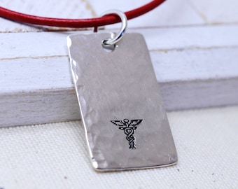 Medical Alert Necklace, Medical ID Necklace, Diabetic Necklace, Sterling Silver, Allergy Alert Bracelet, Engraved Personalized Necklace