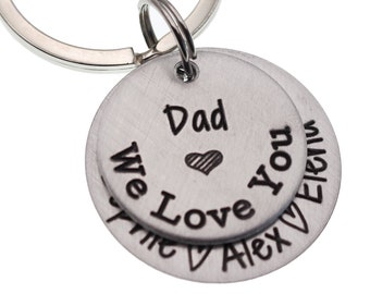 Personalized Dad Keychain, First Father's Day Keychain, Gift for Best Dad, Engraved Keychain for Dad, New Dad Gift, Gift for Dad from Kids