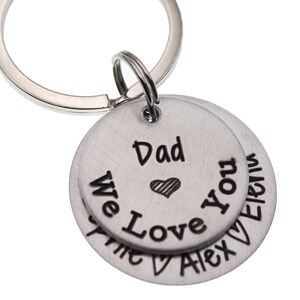 Personalized Dad Keychain, First Father&#39;s Day Keychain, Gift for Best Dad, Engraved Keychain for Dad, New Dad Gift, Gift for Dad from Kids