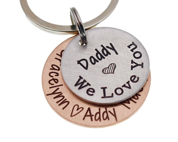 Personalized Daddy or Grandpa Keychain, Father's Day Gift for Dad or Grandpa from Kids, Papa Keychain, Metal Keychain with Kid's Names