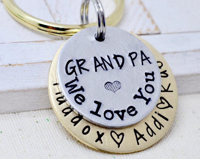 Gift for Grandpa, Father's Day Grandpa Keychain, Grandfather Gift, Gift for Dad, Papa Keychain, Personalized Father's Day Keychain from Kids