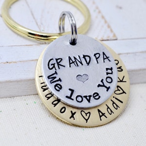 Geschenk für Opa, Vatertag Opa Schlüsselbund, Großvater Geschenk, Geschenk für Papa, Papa Schlüsselbund, personalisierter Vatertag Schlüsselbund von Kindern