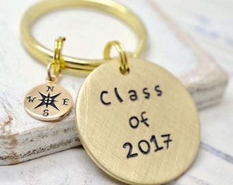 Class of 2022 - Personalized Graduation Keychain - Stamped Keychain, High School College Tech Trade School Graduation Gift