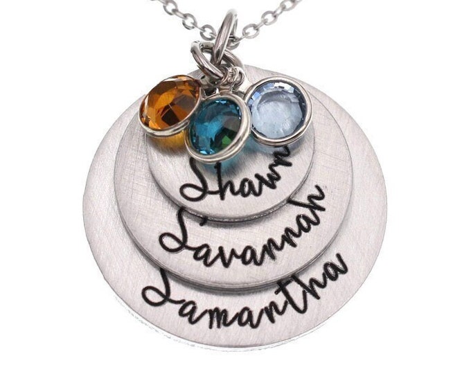 Grandma Necklace, Nana Necklace, Kids Name Necklace, Birthstone Necklace, Mommy Jewelry Women, Dainty Name Necklace, Christmas Gift, Mother