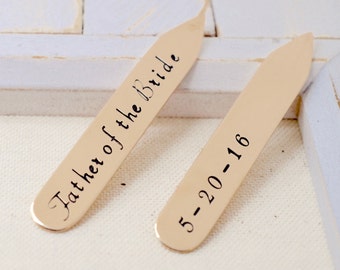 Father of the Bride Personalized Collar Stays, Gift for Men,  Wedding Gift for Dad from Bride, Father's Day Anniversary Gift for Husband