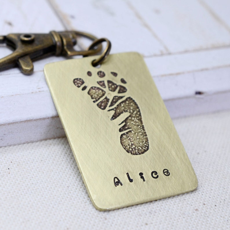 Baby's Actual Footprint Keychain for Dad, Father's Day Gift from Wife, First Father's Day Gift, Custom Keychain, Personalized Gift for Dad image 4