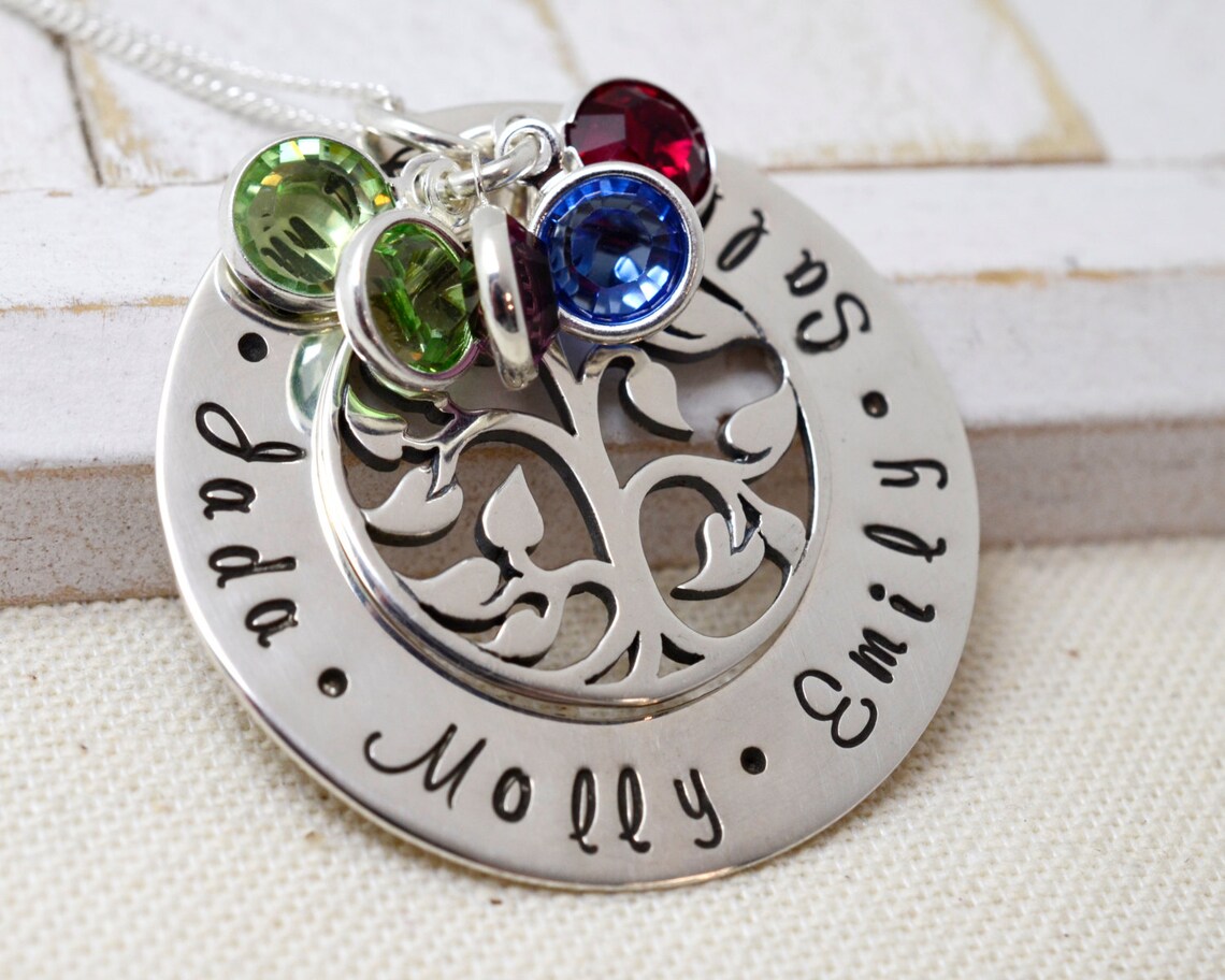 Family Tree Necklace for Mom Grandmothers Necklace Etsy