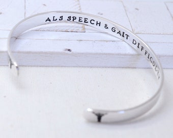 Personalized Medical Alert Bracelet - Modern Sterling Silver Cuff - Gift for Her - Medications Emergency Contact Info - ICE Health Info