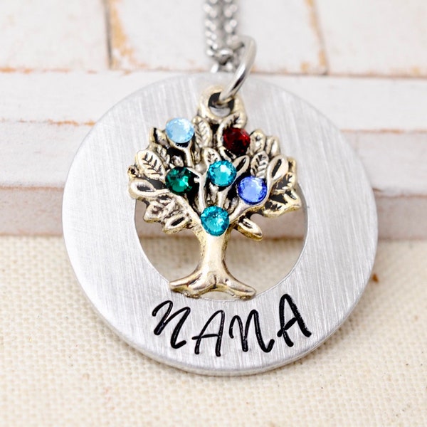 Nana Necklace, Family Tree With Birthstones Grandmother Necklace, Necklace For Nana, Gift For Nana, Gift From Grandkids, Gift for Grandma