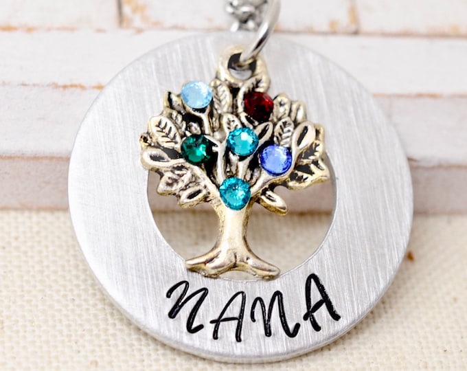 Nana Necklace, Family Tree With Birthstones Grandmother Necklace, Necklace For Nana, Gift For Nana, Gift From Grandkids, Gift for Grandma