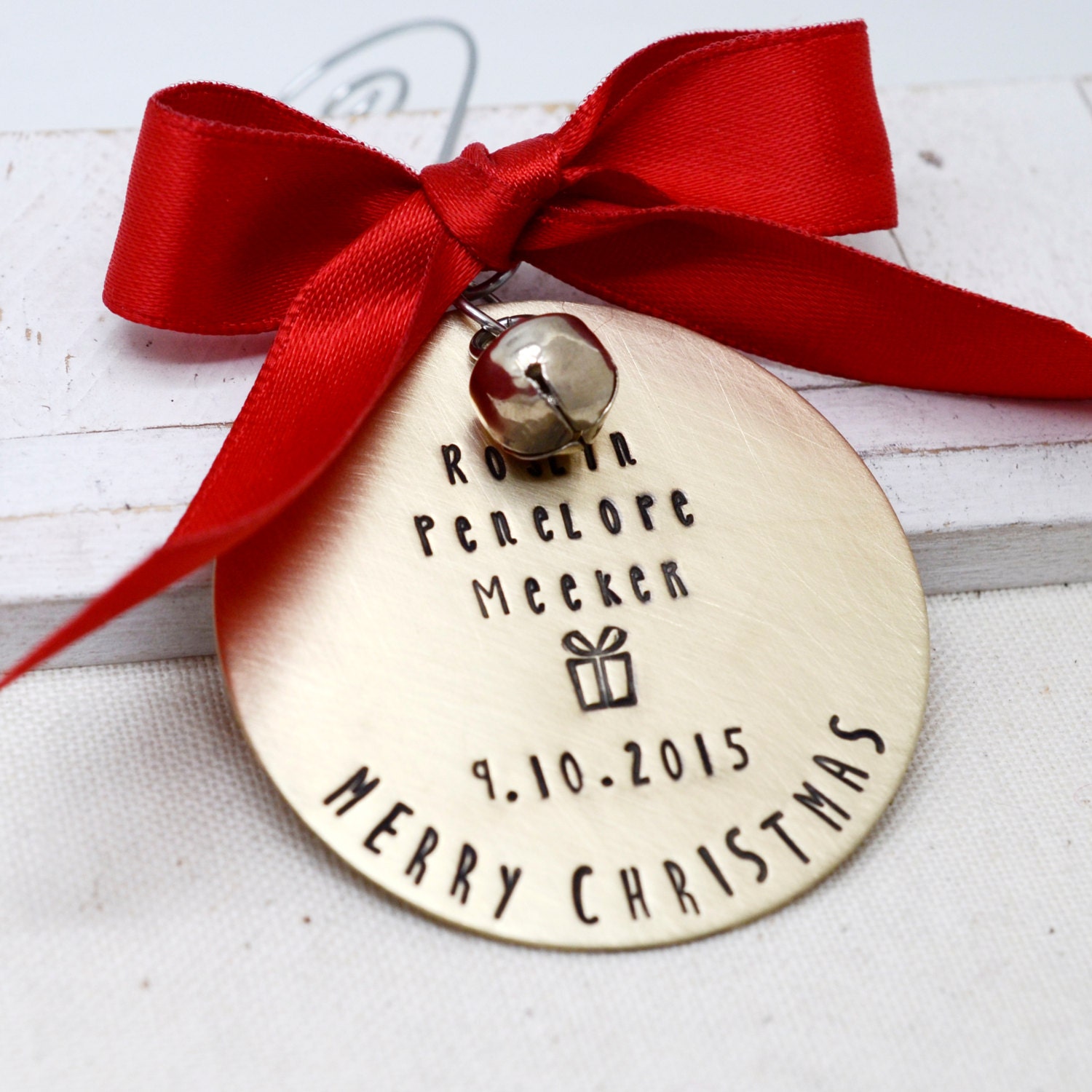 Personalized Brass Christmas Ornament Hand Stamped Christmas Etsy