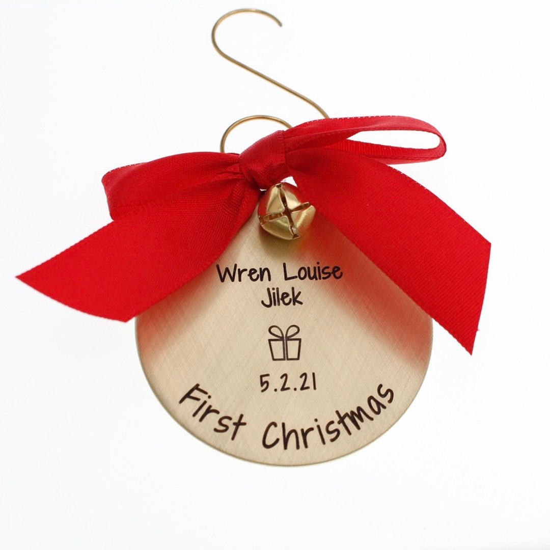 Personalized Brass Baby's 1st Christmas Ornament, New Mom Grandma Ornament, Gift for Grandma
