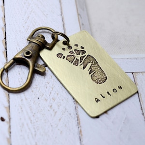 Baby's Actual Footprint Keychain for Dad, Father's Day Gift from Wife, First Father's Day Gift, Custom Keychain, Personalized Gift for Dad image 1