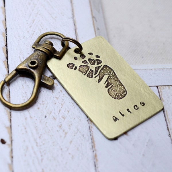 Baby's Actual Footprint Keychain for Dad, Father's Day Gift from Wife, First Father's Day Gift, Custom Keychain, Personalized Gift for Dad