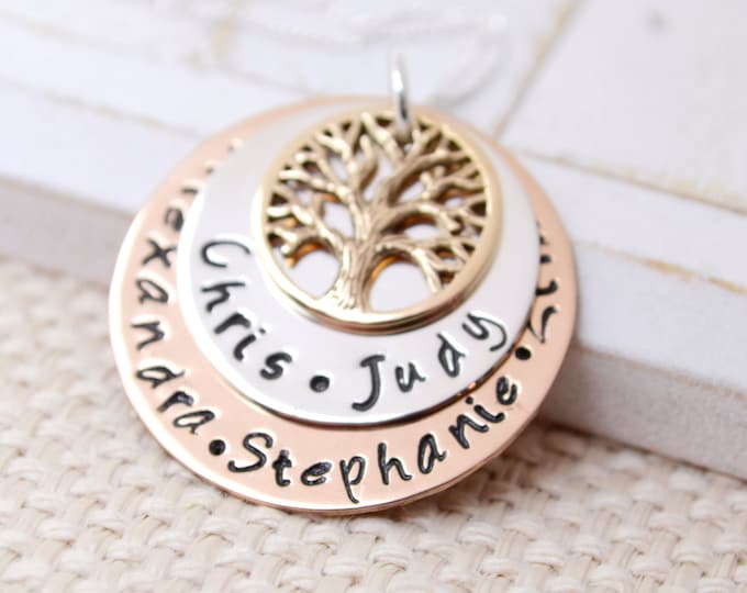 Personalized Family Tree Necklace, Family Tree Mothers Necklace, Grandma Necklace, Nana Necklace, Mothers Necklace, Mommy Jewelry, Mom Gift