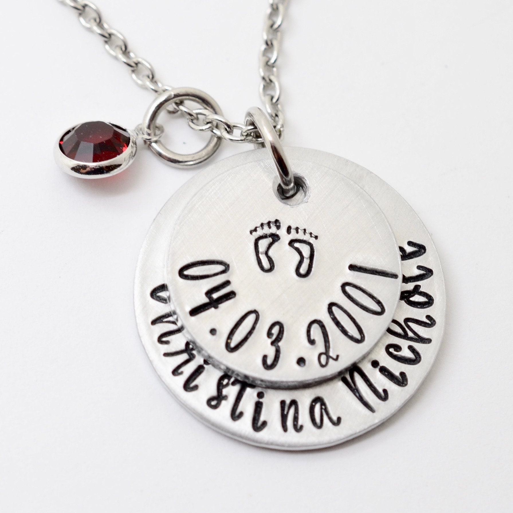 Personalized Footprint Necklace for New Mom, Mother's Day