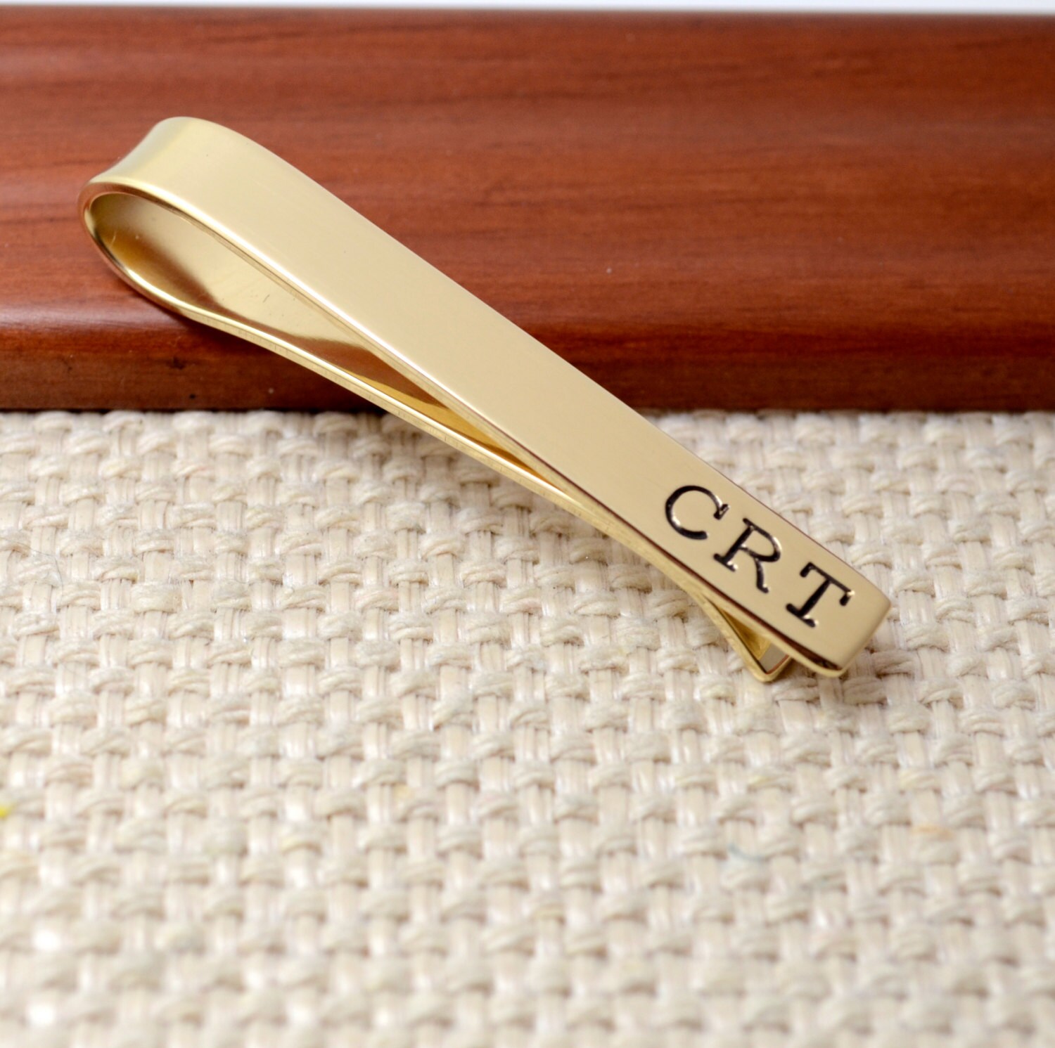 Brass Tie Clip with Initials, Personalized Tie Tack, Tie Clip, Tie Bar