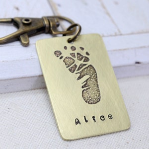 Baby's Actual Footprint Keychain for Dad, Father's Day Gift from Wife, First Father's Day Gift, Custom Keychain, Personalized Gift for Dad image 2