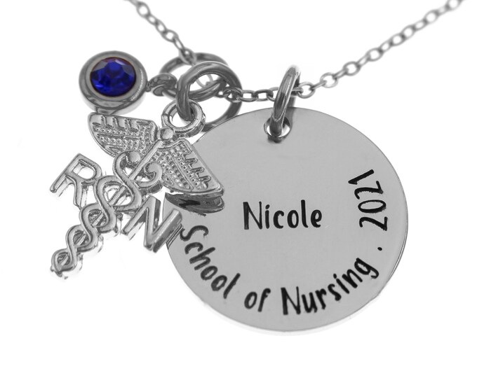 Graduation Nurse Necklace, Gift For Nurse Graduation, Nursing Graduate Gift, Personalized RN CMA CNA Healthcare Worker First Responder