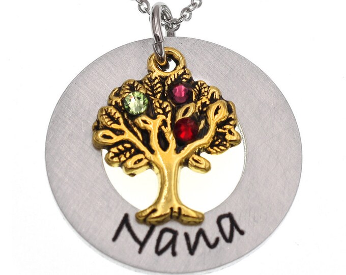 Necklace For Nana, Nana Necklace, Family Tree With Birthstones Grandmother Necklace, Gift For Nana, Gift From Grandkids, Gift for Grandma