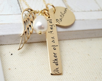 14k Gold Filled Remembance Necklace - Angel Wing Baby Memorial Necklace - Love It Personalized