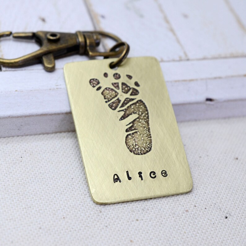 Baby's Actual Footprint Keychain for Dad, Father's Day Gift from Wife, First Father's Day Gift, Custom Keychain, Personalized Gift for Dad image 3