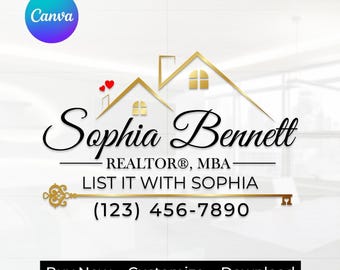Premade Real Estate Logo, Editable Canva Template, Realtor Logo Design, Real Estate Agent Branding, Instant Download Realty Business Logo