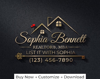 Real Estate Logo Template, Editable Canva Logo, Realtor Logo, Luxury Real Estate Branding, Premade Agent Logo Design