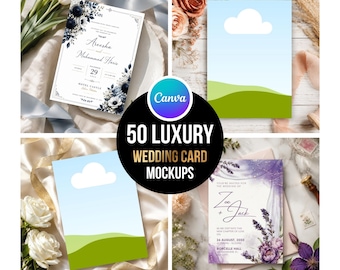 Invitation Mockup Bundle 50+ | Canva Editable Card Mockups | Wedding Invitation Mockup | Birthday Invite Templates Mockup | Digital Download