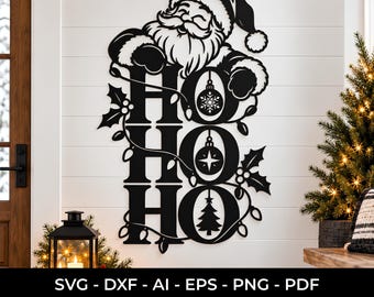 Ho Ho Ho Santa Cut File, Christmas Wall Decor, Laser Cut Sign (Digital Download)