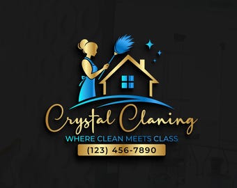 Cleaning Business Logo | Professional House Cleaning Custom Logo Design | Janitorial Maid Service Branding