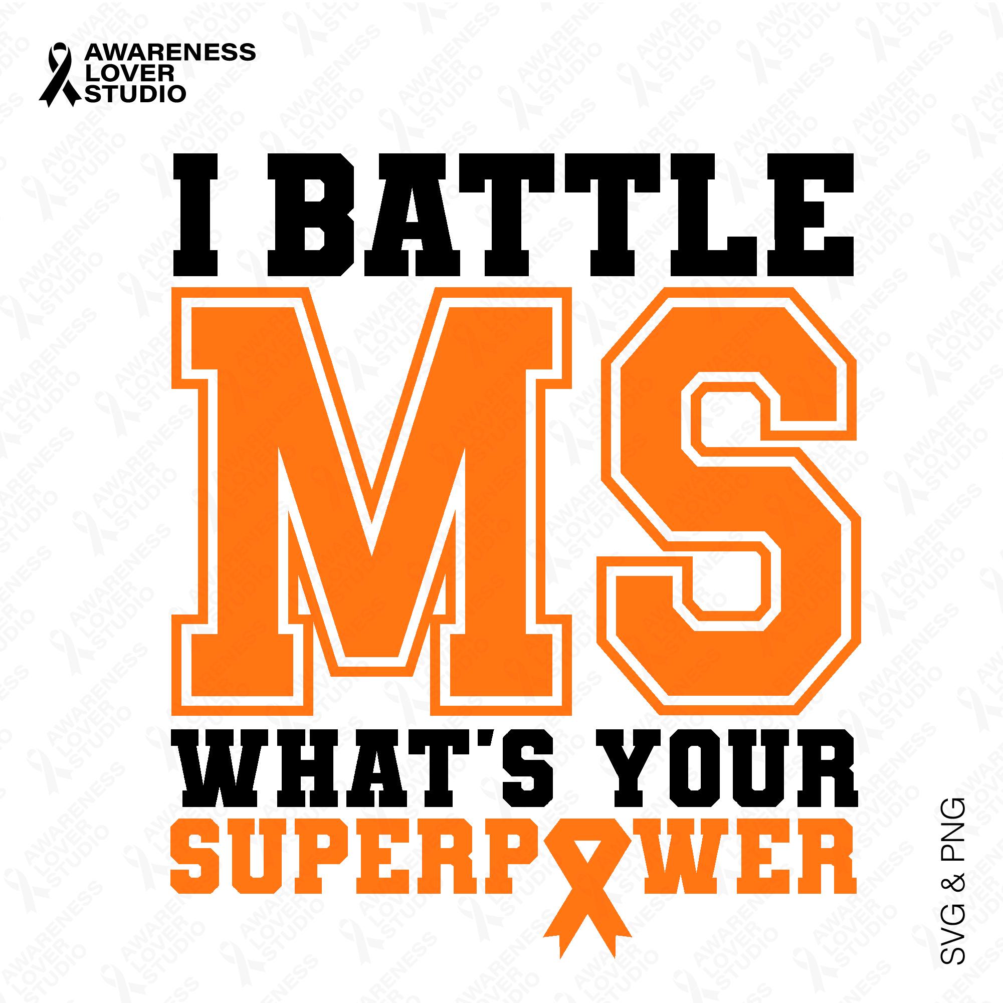 Ms Ribbon Vector Image MS Awareness SVG PNG: Orange Ribbon Superpower Quote Multiple Sclerosis ...
