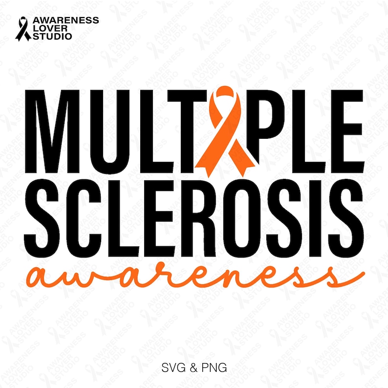 Ms Ribbon Vector Image MS Awareness Orange Ribbon SVG PNG: Multiple Sclerosis Warrior Support ...