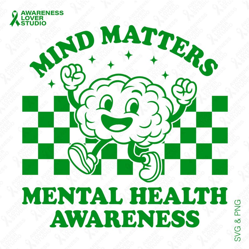 Mind Matters Svg Png : Mental Health Awareness Cartoon Brain Design ...