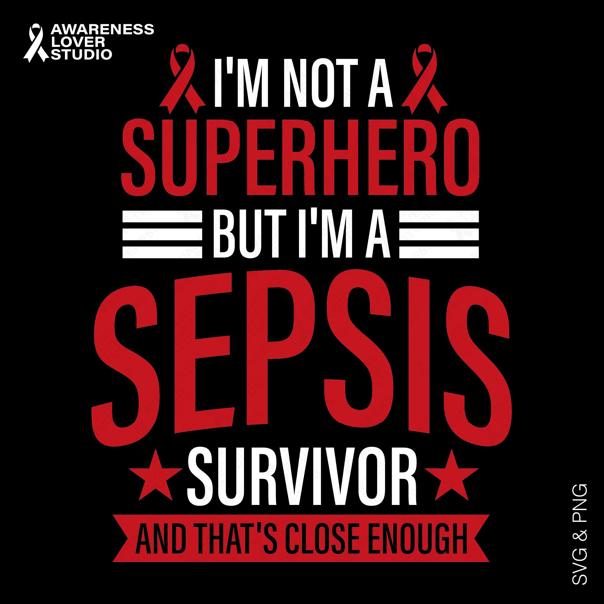 Sepsis Ribbon Color Sepsis Survivor SVG PNG: Septicemia Awareness Red and Black Ribbon ...