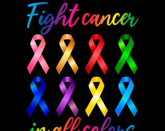 Fight Cancer in All Colors PNG: Multicolor Awareness Ribbon Design (Digital Download)