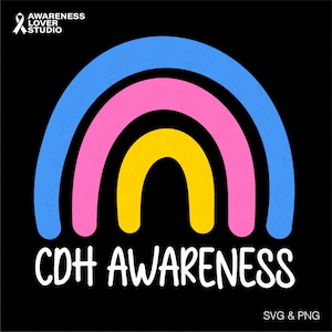 CDH Awareness Svg Png, aangeboren hernia diafragmatica Svg, Boho Rainbow CDH ondersteuning cadeau-idee, digitale download sublimatie Png, Svg Cricut