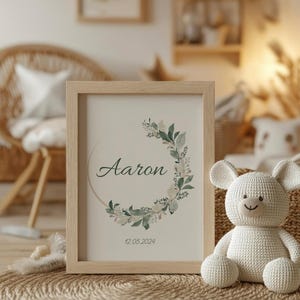 Poster personalizzato - corona di fiori nome - decorazione da parete per cameretta bambini