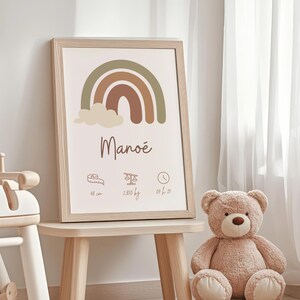 Poster personalizzato con nome - arcobaleno - decorazione da parete - cameretta per bambini