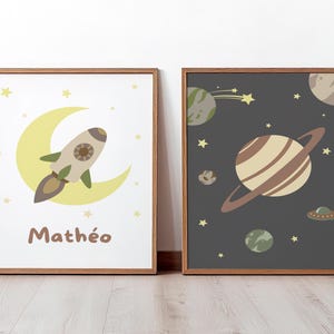Set di 2 poster da parete - tema spaziale - poster - cameretta per ragazzi - poster personalizzato - decorazione cameretta bambini