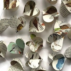 Birds Paper Heart Garland - Bird Lovers Gift - Bestseller
