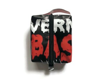 Shaving Kit Bag - Travel Bag - Repurposed Vinyl Banner Bag - DOPP Kit Bag - Halloween Edition - Ready to Ship