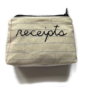 Receipts Bag - Handmade Zip Pouch
