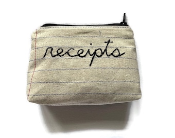 Bolsa para recibos - Estuche con cremallera hecho a mano