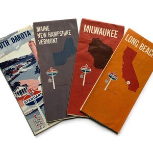 South Dakota Maine New Hampshire Vermont Milwaukee Long Beach CA Vintage wegenkaarten - American Standard 1960's - kortstondige papieren - verzendklaar