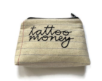 Tattoo Money Bag - Zipper Pouch - Money Envelope