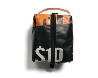 Halloween Vinyl Travel Bag: Repurposed Banner Dopp Kit