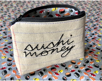 Bolsa para dinero con forma de sushi - Regalo para amantes del sushi