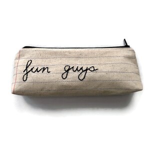 Ready to Ship - Fun Guys Bag - Handmade Zipper Pouch